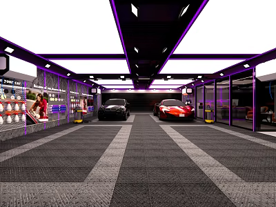 4S Car Dealership Showroom Featuring Luxury Cars And Modern Interior Design 3d model