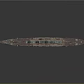 Vintage Warship With Multiple Smokestacks Gray Red Hull And Detailed Structure