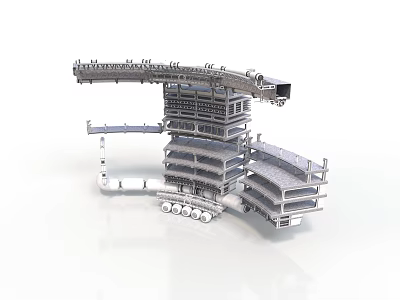 Detailed Modern Architectural Model With Multi Layered Terraced Structure And Walkway 3d model