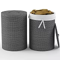 Gray Woven Storage Baskets With White Lid And Clothes For Home Organization