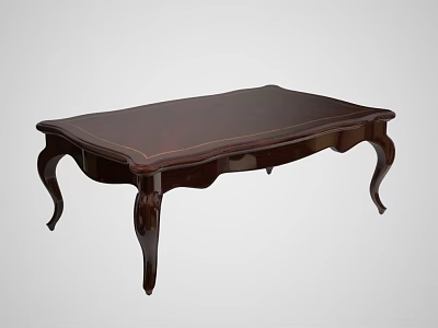 Dark Wood Coffee Table With Carved Legs Classic Design And Decorative Edges 3d model