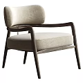Modern Accent Chair With Light Fabric Cushion And Dark Wooden Frame