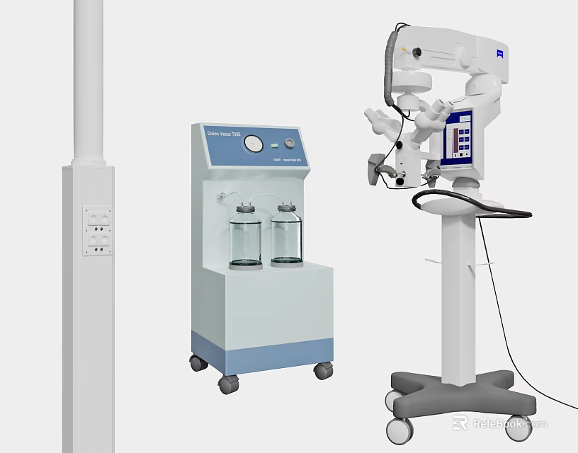 Advanced Medical Equipment With Mobile Carts Display Panels And Operational Controls 3d model