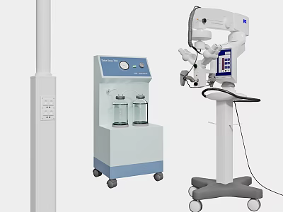 Advanced Medical Equipment With Mobile Carts Display Panels And Operational Controls 3d model