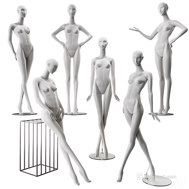 Elegant White Human Mannequin Sculptures With Various Artistic Poses For 3d model 
