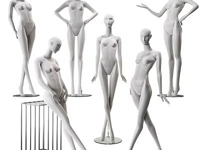 Elegant White Human Mannequin Sculptures With Various Artistic Poses For 3d model