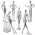 Elegant White Human Mannequin Sculptures With Various Artistic Poses For