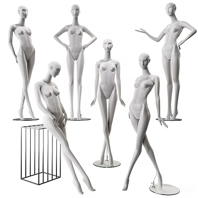 Elegant White Human Mannequin Sculptures With Various Artistic Poses For 3d model
