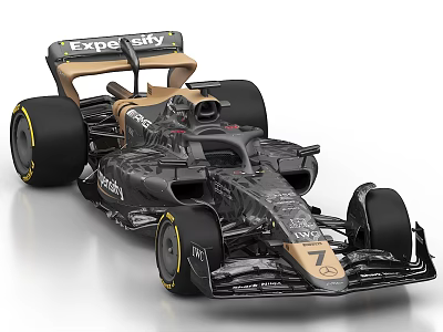 Formula 1 Racing Car In Black With Aerodynamic Rear Wing Sleek Body And Tires 3d model