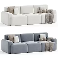 Modern Upholstered Sectional Sofa with Decorative Pillows Soft Throw Blanket and Comfortable Design 3d model