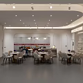 Minimalist Yoga Academy Reception With Circular Decor Plant And Ceiling Light