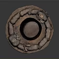 Ceramic Pottery Sculpture Round Shaped With Carved Shepherds and Grazing Sheep Figures