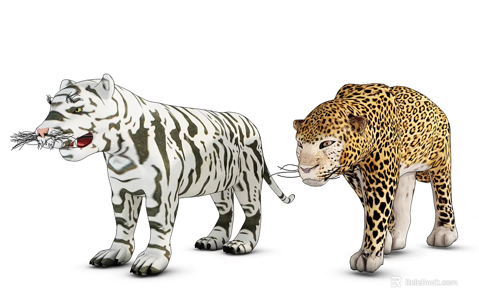 Realistic Reptile Models Featuring White Striped And Leopard Pattern Designs 3d model 