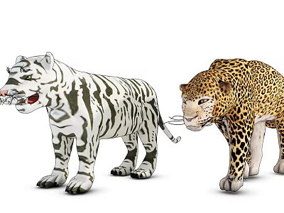 Realistic Reptile Models Featuring White Striped And Leopard Pattern Designs 3d model