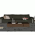 French Middle-style Sofa Coffee Table Combination Leather Sofa Three-seat Sofa Single-person Sofa Casual Chair Side Table Floor Lamp Vase Decoration 3d model