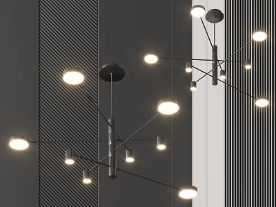 Modern Chandelier Fixture With Multiple Globe Lights And Metal Frame Structure 3d model
