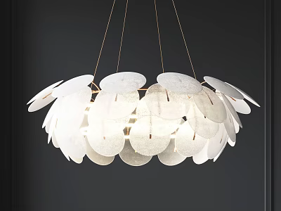 Elegant Modern White Petal Shaped Chandelier With Layered Design And Soft Lighting 3d model
