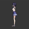 Game Movie Character With Purple Hair Twin Tails Blue White School Uniform Skirt Arms Outstretched