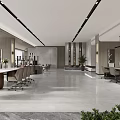 Modern Elegant Office Lobby Interior With Spacious Layout Marble Flooring And Floor to Ceiling Windows 3d model