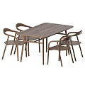Modern Wooden Dining Table Set with Rectangular Top and Four Matching Chairs 3d model