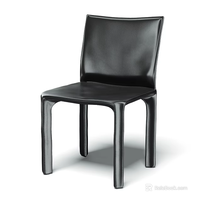 Modern Black Dining Chair With Sleek Surface And Minimalist Streamlined Design Structure 3d model 
