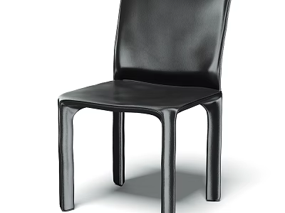 Modern Black Dining Chair With Sleek Surface And Minimalist Streamlined Design Structure 3d model