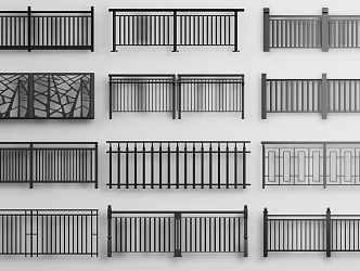 Modern guardrail wrought iron railing 3d model