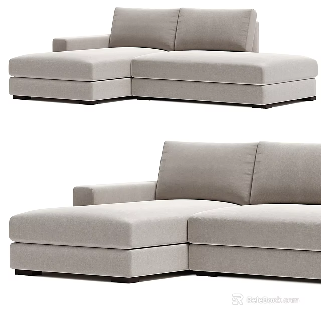 Modern Light Gray Fabric Sectional Sofa With Spacious Seats And Comfortable Backrest 3d model 