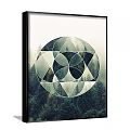 Geometric Landscape Wall Art With Circular And Triangular Patterns Over Forest And Mountain Scenery 3d model