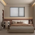 Modern Kids Room Interior With Beige Tufted Bed Pillows Desk Lamp And Abstract Painting