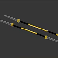Double Long Handle Weapons With Black Gold Accents And Silver Blades
