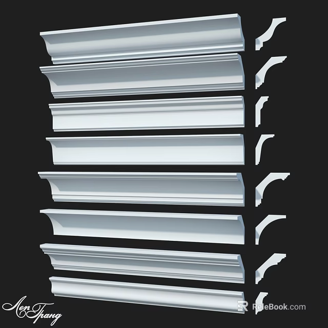 White Decorative Architectural Components Various Styles For Interior Design 3d model 