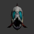 Skull Like Fish With Blue Eyes Colorful Scales And Sharp Teeth