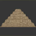 Ancient Pyramid Landscape With Layered Stone Steps And Dark Surrounding Background