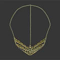 Luxurious Gold Embellished Fan Shaped Headpiece With Round Decorations And Chain Design