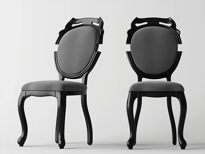 Elegant Accent Chairs With Black Frame Gray Upholstery And Curved Legs Design 3d model