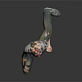 3D Model Boy In Gray T-shirt Jeans And Sneakers With Dynamic Pose On Reflected Floor
