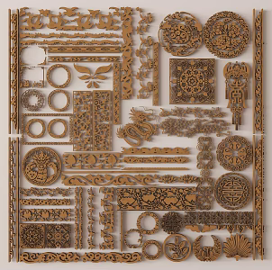 New Chinese Carved Pattern 3d model