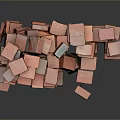 Pile of Stacked Red Bricks on Black Background with Reflection 3d model
