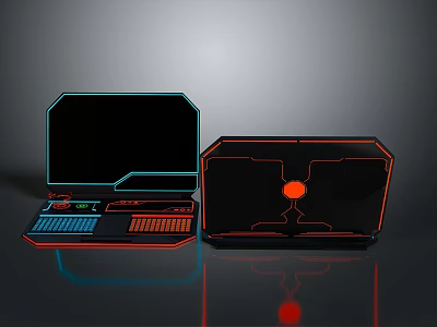 Two Gaming Laptops With RGB Lighting Illuminated Keyboard Sleek Black Design And Red Logo 3d model