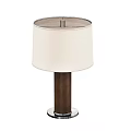 Sleek Table Lamps With Beige Fabric Shades And Dark Brown Bases