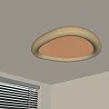 Modern Oval Beige Ceiling Light With Warm Light Glow In White Interior 3d model