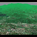 Aerial View Planning of Urban Area With Mountains Lake River Buildings and Roads