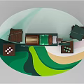 Starbucks Interactive Zone With Drinks Display Shelves And Promotion Branding Elements