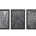 Set of Three Framed Black and White Detailed City Map Wall Art
