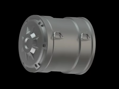 Silver Metal Barrel With Two Handles And Gear Shaped Top Design 3d model