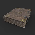 Ancient Brown Cover Book With Worn Texture Metal Clasps And Decorative Patterns
