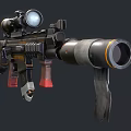 Tactical Assault Weapon With Telescopic Scope Ergonomic Grip And Black Barrel Design