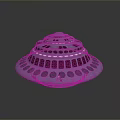 Futuristic Multi Layered UFO Like Structure With Colorful Purple Red Blue Green Rings And Reflection