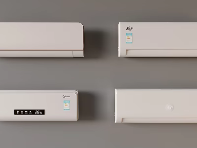 Four Wall Mounted Air Conditioner Fans Showcase Temperature Control And Sleek Design 3d model
